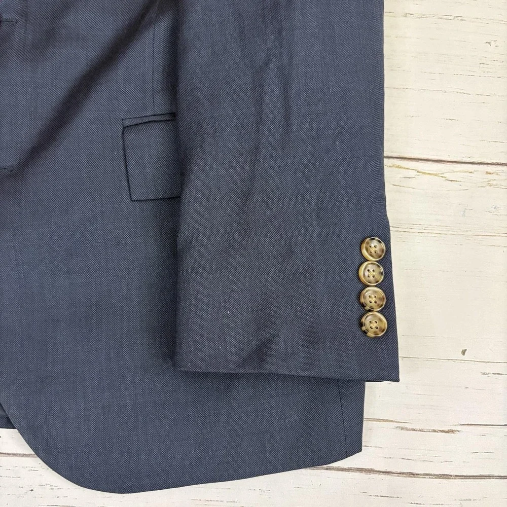 J Crew Thompson Blazer Suit Jacket Mens 38S Blue Wool Notch Lapel 4 Button Cuffs